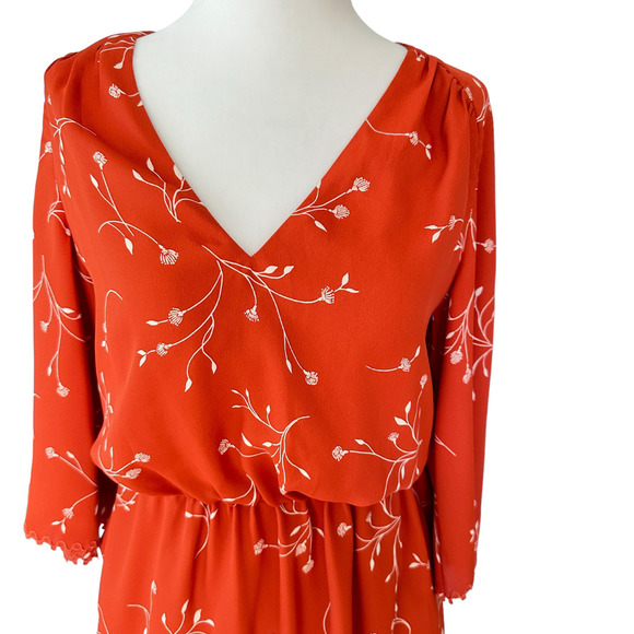 Joie Dakoda Minimalist Floral Print Dress Autumn Orange XXS - Picture 13 of 16